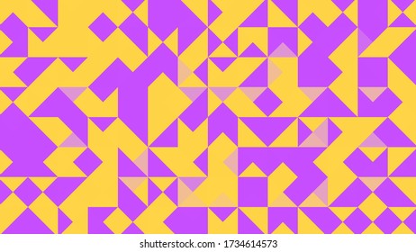 Abstract geometric background with yellow and purple polygons.