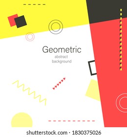 abstract geometric background yellow red bark black color with triangle square stripes for brochure flyer web book card presentation. Vector illustration