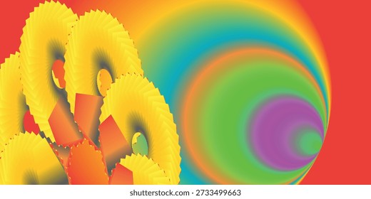 Fondo geométrico Abstractas con Formas espirales amarillas y Gradientes coloridos