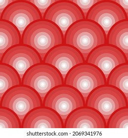 Abstract Geometric Background.marine Theme.Abstract Vector Wave Line.Japanese Traditional Ornament.Seamless Pattern.vector Illustration. Red Fish Scales