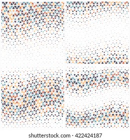 Abstract geometric backgrounds for business, web design, print. Set of four colorful  vector triangle backgrounds. Repeating geometric tiles from color triangles.