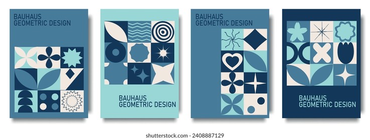 Abstract geometric backgrounds with circle, triangle and square shapes. Minimalistic trendy brutalist backgrounds.