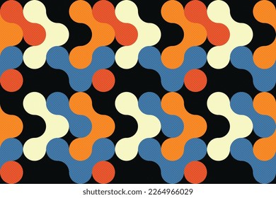 Los fondos geométricos abstractos combinan círculos con patrones de forma, con composiciones de color base naranja, azul, blanco y rojo y negro.