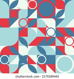 Abstract geometric backgrounds. Neo geo seamless pattern with colorful geometric shapes and simple geometrical figures.	