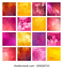 Abstract Geometric backgrounds. Polygonal vector design. Colorful set.