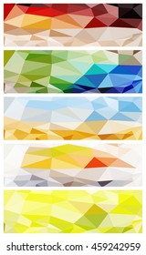 Abstract geometric backgrounds. Polygonal vector backgrounds set. Profile cover background.