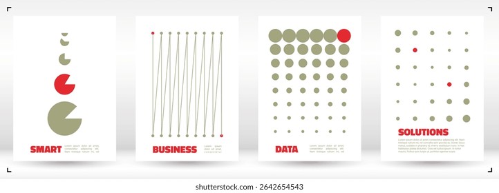 Abstract geometric backgrounds for reports and presentations. Use for science, analytics, digital innovation, and corporate documents. Minimalist vector design with lines and circles.