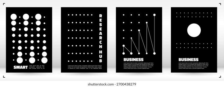 Abstract geometric backgrounds for reports and presentations. Use for science, analytics, digital innovation, and corporate documents. Minimalist vector design with lines and circles.