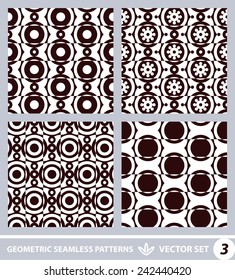Abstract geometric backgrounds set, modern seamless pattern, retro style creative ornament, vector wallpaper, wrapping paper, 1960s, 1970s, 1980s, fashion, trendy style, template, layout for design