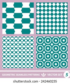 Abstract geometric backgrounds set, modern seamless pattern, retro style creative ornament, vector wallpaper, wrapping paper, 1960s, 1970s, 1980s, fashion, trendy style, template, layout for design