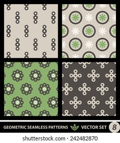 Abstract geometric backgrounds set, modern seamless pattern, retro style creative ornament, vector wallpaper, wrapping paper, 1960s, 1970s, 1980s, fashion, trendy style, template, layout for design