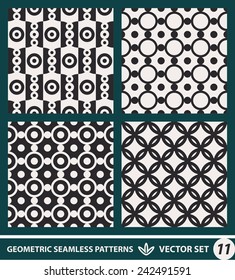Abstract geometric backgrounds set, modern seamless pattern, retro style creative ornament, vector wallpaper, wrapping paper, 1960s, 1970s, 1980s, fashion, trendy style, template, layout for design