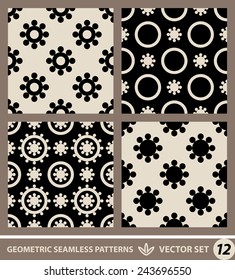 Abstract geometric backgrounds set, modern seamless pattern, retro style creative ornament, vector wallpaper, wrapping paper, 1960s, 1970s, 1980s, fashion, trendy style, template, layout for design