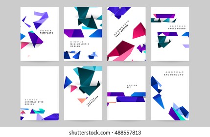 Abstract geometric backgrounds set. Trendy Flat Style Triangles Polygonal Backgrounds for Business Covers