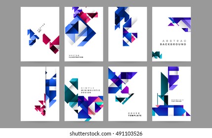 Abstract Geometric Backgrounds set, trendy flat style Triangles Polygonal Background patterns collection for Business Covers