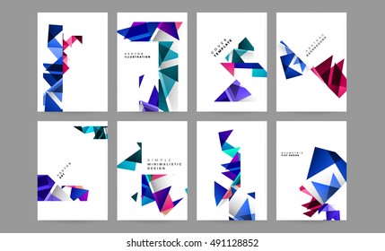 Abstract Geometric Backgrounds set, trendy flat style Triangles Polygonal Background patterns collection for Business Covers