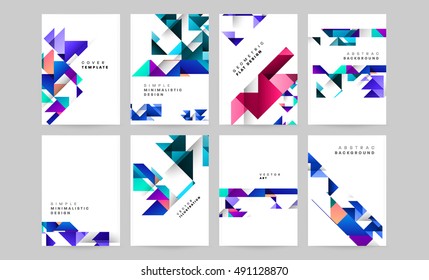 Abstract Geometric Backgrounds set, trendy flat style Triangles Polygonal Background patterns collection for Business Covers