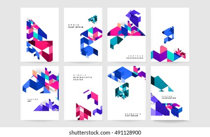 Conjunto de fundos geométricos abstratos, estilo liso trendy Triangles Polygonal Background padrões coleção para Business Covers