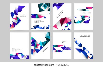 Abstract Geometric Backgrounds set, trendy flat style Triangles Polygonal Background patterns collection for Business Covers