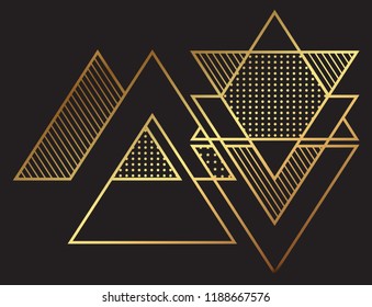 Abstract geometric background.Vector golden triangle background.