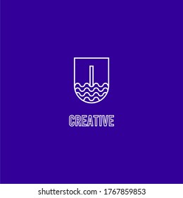 abstract geometric badge I logotype isolated with blue background.