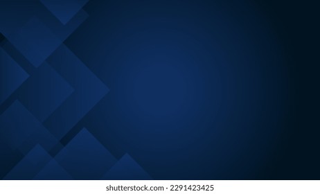 Abstract geometric banner. Blue rectangles on navy background Vektor Stok