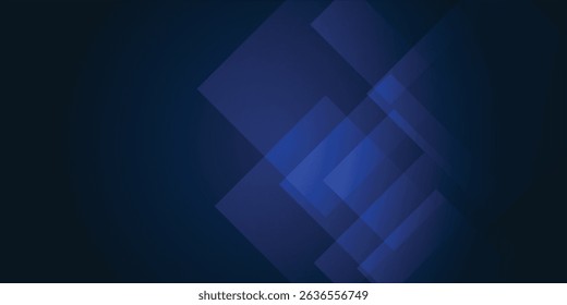 Abstract geometric banner. Blue rectangles on navy background