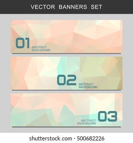 Abstract geometric banner design. Set of banners with a polygonal geometric background.  Eps10 vector illustration. 