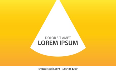 Abstract geometric banner with flashlight ray on yellow background