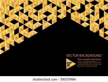 Abstract geometric banner with gold triangle. Perfect for business brochure, poster, leaflet, name card or other decoration design. Vector illustration.