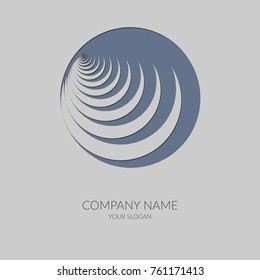 Abstract geometric banner label in the shape of round blue spiral Logo for the company business company of business cards emblem Template of corporate style Design element icon logo Isolate Vector