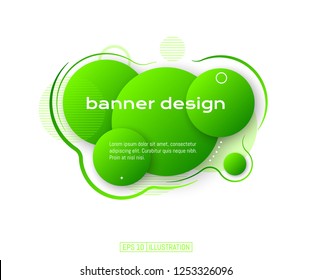 Abstract geometric banner. Liquid circle shapes background element. Template for banner, brochure, book cover, booklet design. Vector illustration.