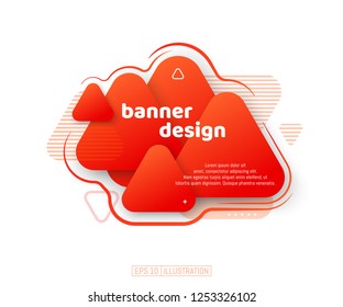 Abstract geometric banner. Liquid triangle shapes background element. Template for banner, brochure, book cover, booklet design. Vector illustration.