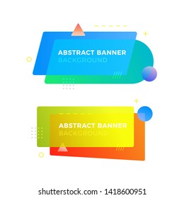 Abstract geometric banner in memphis design style with different shapes and gradient colors combination. Suitable for web, advertisement and social media