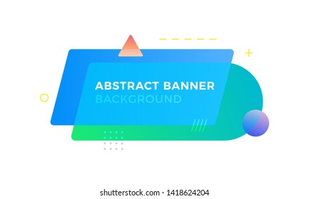 Abstract geometric banner in memphis design style with different shapes and gradient colors combination. Suitable for web, advertisement and social media