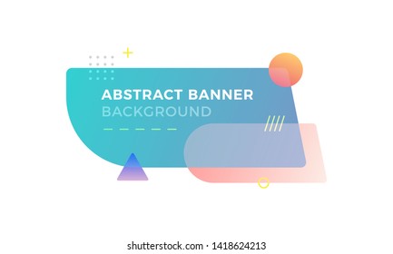 Abstract geometric banner in memphis design style with different shapes and gradient colors combination. Suitable for web, advertisement and social media