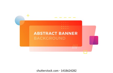 Abstract geometric banner in memphis design style with different shapes and gradient colors combination. Suitable for web, advertisement and social media