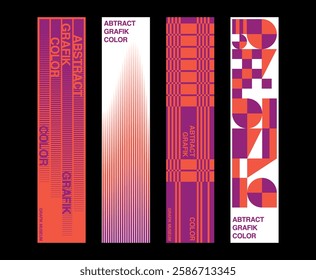 Abstract geometric banner set shape pattern line gradient square pattern blend effect style 4 type 