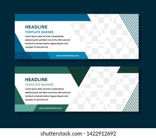 abstract geometric banner template layout design. cover, catalog. Creative modern concept with triangle pattern for photo collage space. flat blue and green color. line pattern