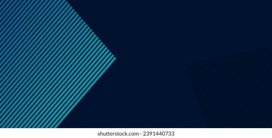 Abstrakter geometrischer Banner mit türkisfarbenen Linien Muster auf dunkelmarinem Hintergrund. Vektorgrafik.