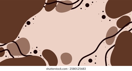 Abstract geometric banner with warm chocolate tones and smooth lines for a modern decor. Postcard and wallpaper in trendy colors