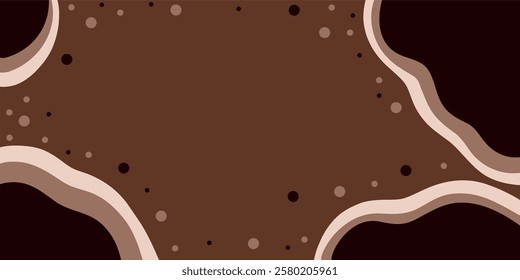 Abstract geometric banner with warm chocolate tones and smooth lines for a modern decor. Postcard and wallpaper in trendy colors