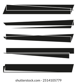 Anuncios geométricos Abstractas. Formas negras en ángulo. Líneas modernas y nítidas. Diseño de Vector mínimo.