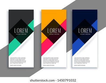 abstract geometric banners in different colors