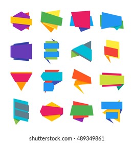 Abstract Geometric Banners Label Template Collection for Sale Banners Design, color Tags and stickers can use for promotional labels flat Vector illustration