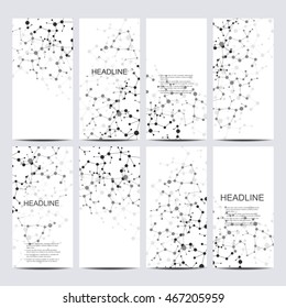 Abstract geometric banners molecule and communication. Science and technology design, structure DNA, chemistry, medical background, business and website templates. Vector illustration,