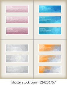 Abstract geometric banners.Polygonal backgrounds.Vector template.