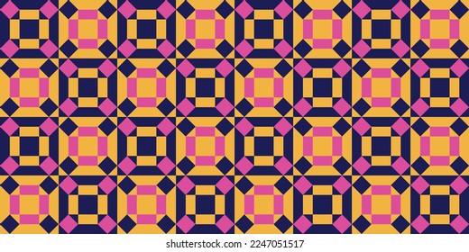 Abstract geometric barn quilt seamless pattern. Patchwork design. Vector illustration. Perfect for comforter, textiles, interior design and clothing. 