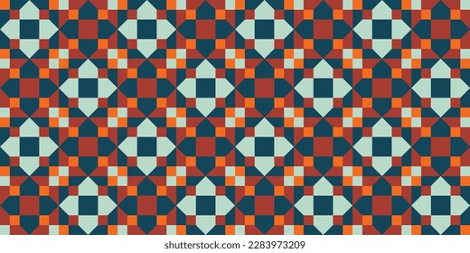 Abstract geometric barn quilt seamless pattern. Patchwork design. Vector illustration. Perfect for comforter, textiles, interior design and clothing. 