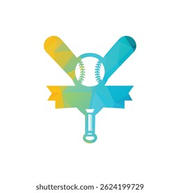 Abstract Geometric Baseball Design with Bat and Ball Symbol